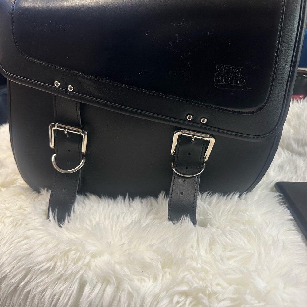 Kemi Moto Black Leather Motorcycle Bag